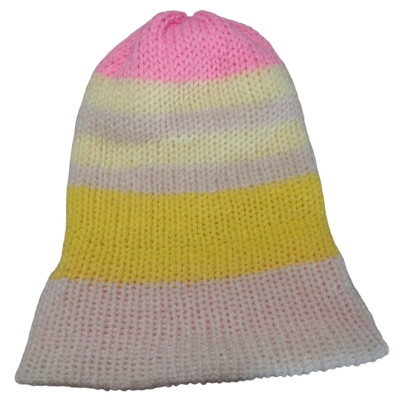 Reversible Double Knit Beanie-Yellow&Pink - Picture 4 of 10